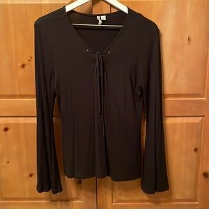 Black Long Sleeve Ribbed Top